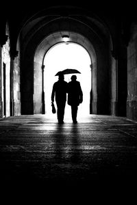 Preview wallpaper couple, silhouettes, arch, love, underground, together, tenderness