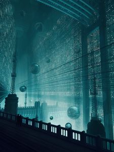 Preview wallpaper couple, silhouettes, bridge, fantasy