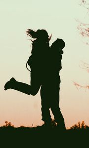 Preview wallpaper couple, silhouettes, love, hugs