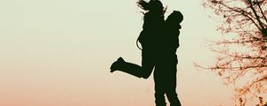 Preview wallpaper couple, silhouettes, love, hugs