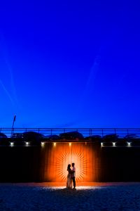 Preview wallpaper couple, silhouettes, love, night, light, beach