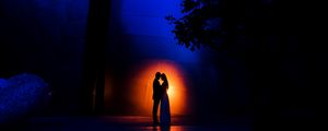 Preview wallpaper couple, silhouettes, love, romance, night