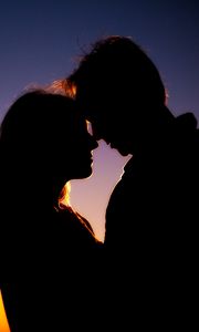 Preview wallpaper couple, silhouettes, love, night