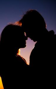 Preview wallpaper couple, silhouettes, love, night