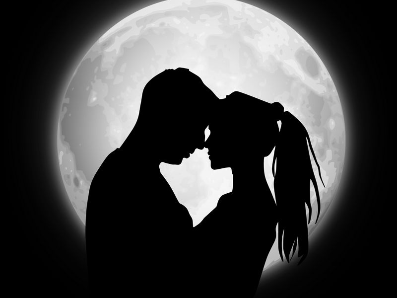 Download wallpaper 800x600 couple, silhouettes, moon, love pocket pc, pda hd background