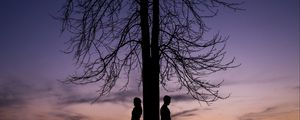 Preview wallpaper couple, silhouettes, tree