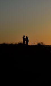 Preview wallpaper couple, silhouettes, twilight, dark