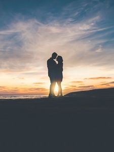 Preview wallpaper couple, sunset, love, tenderness