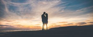 Preview wallpaper couple, sunset, love, tenderness