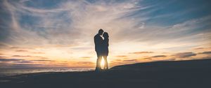 Preview wallpaper couple, sunset, love, tenderness