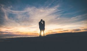 Preview wallpaper couple, sunset, love, tenderness