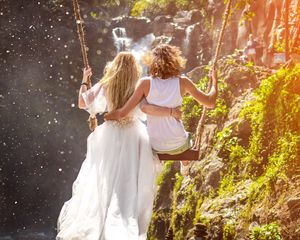 Preview wallpaper couple, swing, love, romance