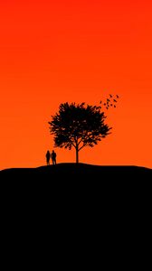 Preview wallpaper couple, tree, sky, vector