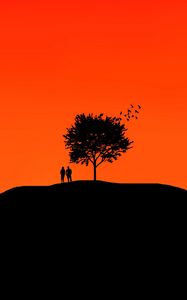 Preview wallpaper couple, tree, sky, vector