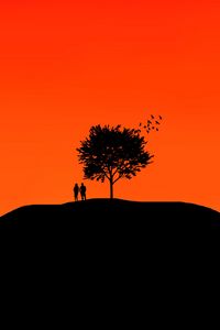 Preview wallpaper couple, tree, sky, vector
