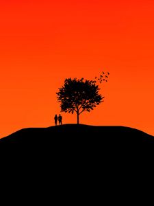Preview wallpaper couple, tree, sky, vector