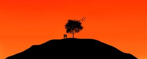 Preview wallpaper couple, tree, sky, vector