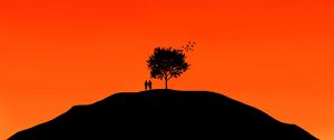 Preview wallpaper couple, tree, sky, vector