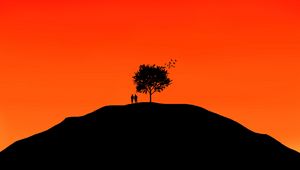 Preview wallpaper couple, tree, sky, vector