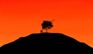 Preview wallpaper couple, tree, sky, vector