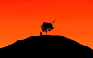 Preview wallpaper couple, tree, sky, vector