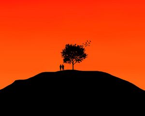 Preview wallpaper couple, tree, sky, vector