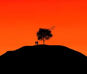 Preview wallpaper couple, tree, sky, vector