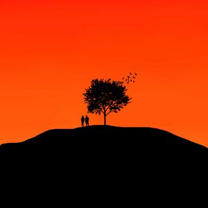 Preview wallpaper couple, tree, sky, vector