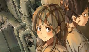 Preview wallpaper couple, uniform, workers, anime, art