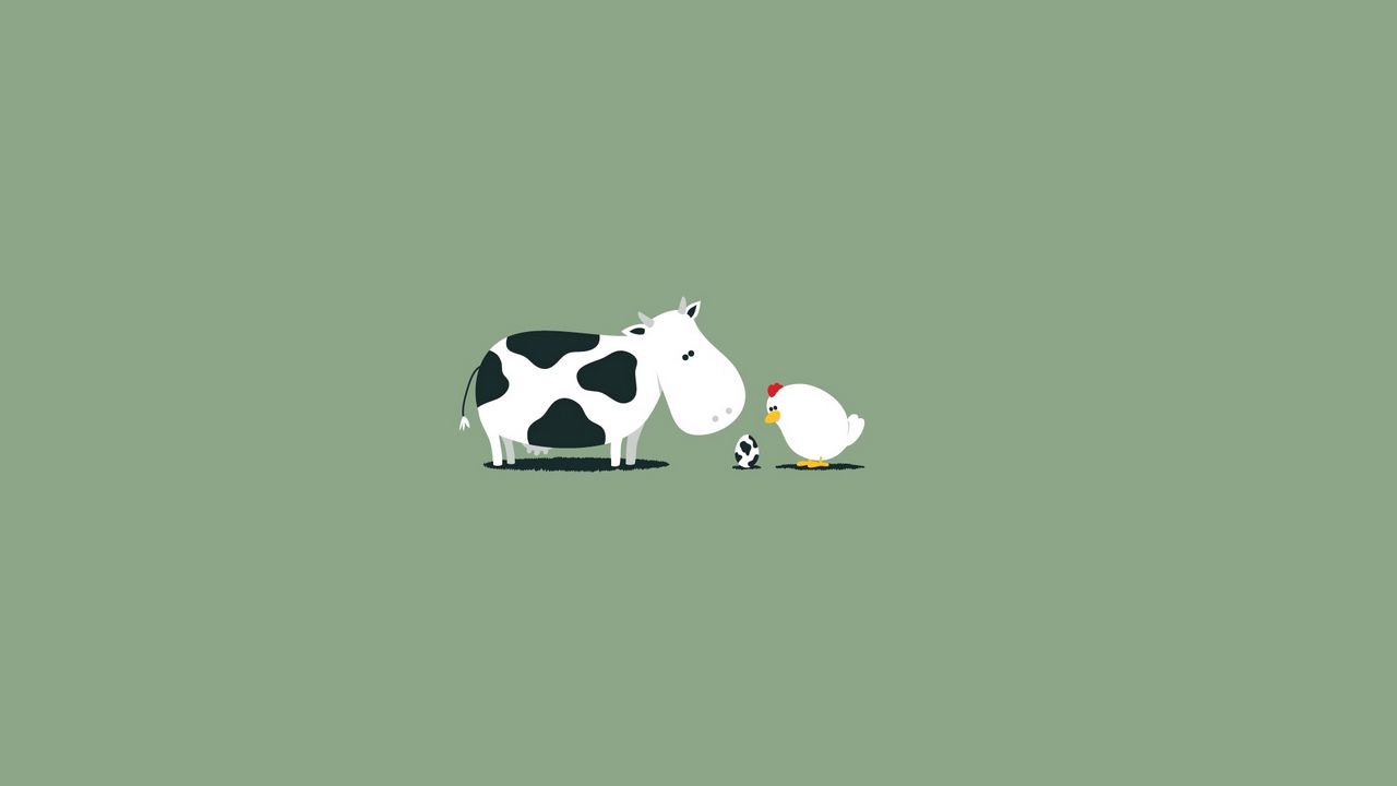 Wallpaper cow, chicken, eggs, breeding, mixing, dominance, recessive