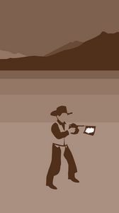 Preview wallpaper cowboy, hat, gun, shot