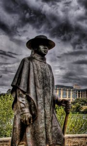 Preview wallpaper cowboy james storm, monument, river, building, hdr