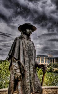 Preview wallpaper cowboy james storm, monument, river, building, hdr