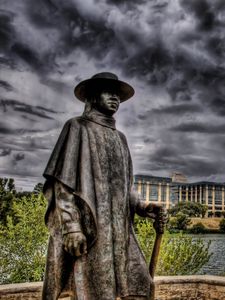 Preview wallpaper cowboy james storm, monument, river, building, hdr