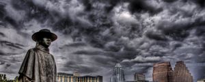 Preview wallpaper cowboy james storm, monument, river, building, hdr