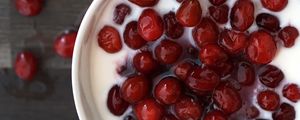 Preview wallpaper cranberries, yogurt, breakfast