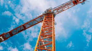 Preview wallpaper crane, construction, clouds, sky, height