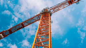 Preview wallpaper crane, construction, clouds, sky, height