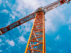 Preview wallpaper crane, construction, clouds, sky, height