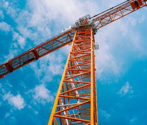 Preview wallpaper crane, construction, clouds, sky, height