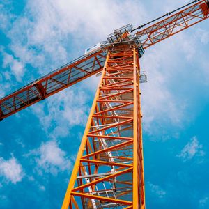 Preview wallpaper crane, construction, clouds, sky, height