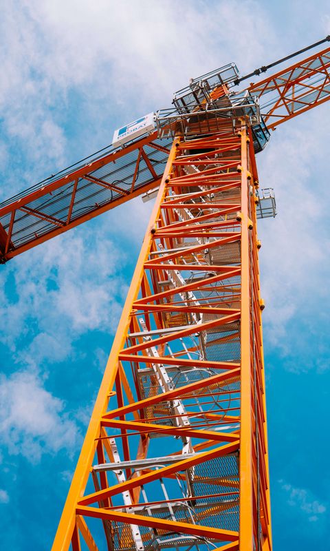 480x800 Wallpaper crane, construction, clouds, sky, height
