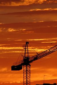 Preview wallpaper crane, sunset, sky