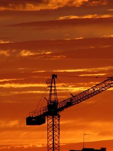 Preview wallpaper crane, sunset, sky