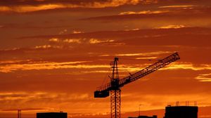 Preview wallpaper crane, sunset, sky