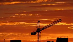 Preview wallpaper crane, sunset, sky