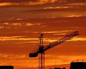 Preview wallpaper crane, sunset, sky