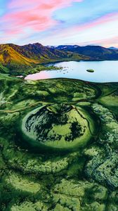 Preview wallpaper crater, lake, mountains, iceland