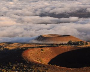 Preview wallpaper crater, relief, clouds, sky