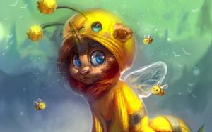 Preview wallpaper creature, costume, bee, flowers, art